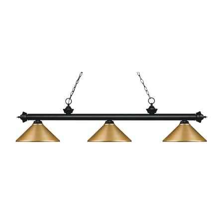 Z-Lite Riviera 3 Light Billiard Light, Matte Black & Satin Gold 200-3MB-MSG